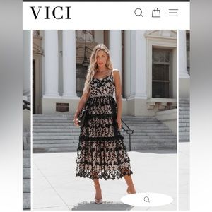 Tiered crochet lace midi dress